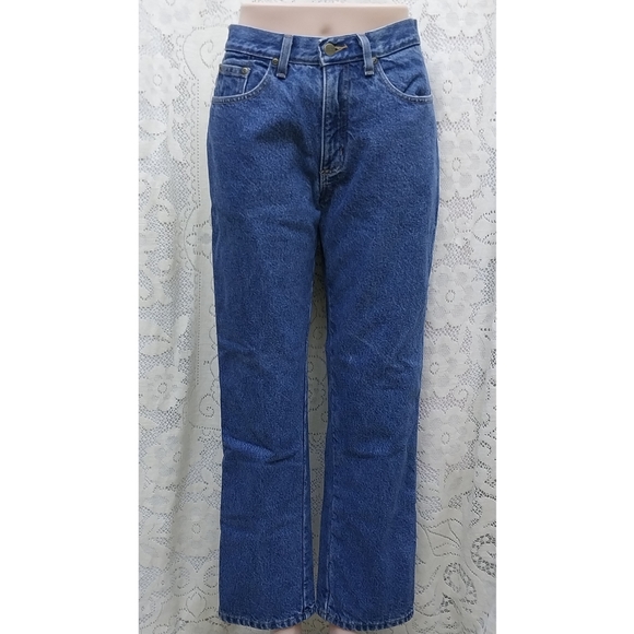 90s L.L. Bean 100% Cotton Blue Jeans High Rise Relaxed Fit Flannel Lined Size 6P - Picture 3 of 8